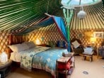 Inside the yurt - bed Inside the yurt - bed
